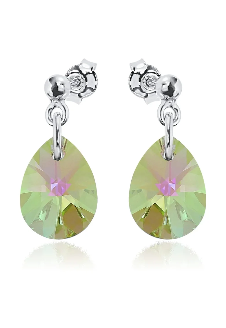 Cercei Argint 925 placat cu rodiu cu cristale Swarovski® Minipear 12mm Surub 2, Multicolor