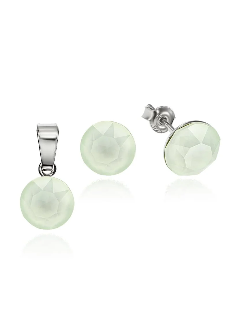 Set Argint 925 placat cu rodiu cu cristale Swarovski® 8mm, Verde menta mat
