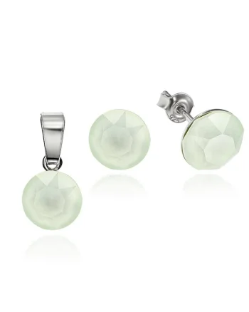 Set Argint 925 placat cu rodiu cu cristale Swarovski® 8mm, Verde menta mat