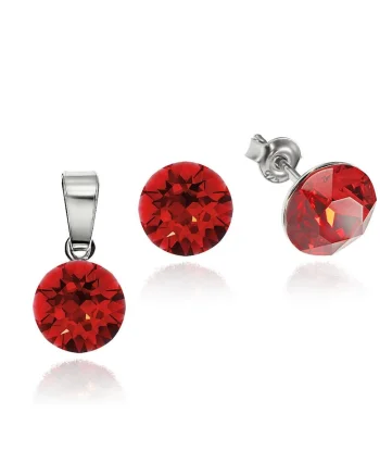 Set Argint 925 placat cu rodiu cu cristale Swarovski® 8mm, Rosu