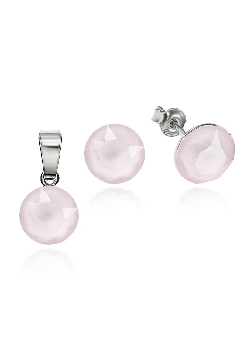 Set Argint 925 placat cu rodiu cu cristale Swarovski® 8mm, Roz pudrat