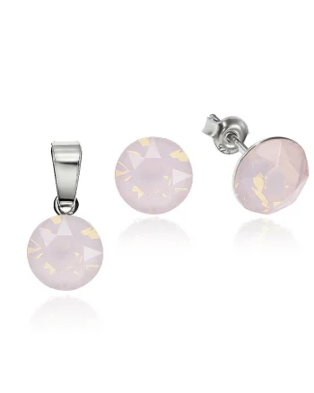 Set Argint 925 placat cu rodiu cu cristale Swarovski® 8mm, Roz opal