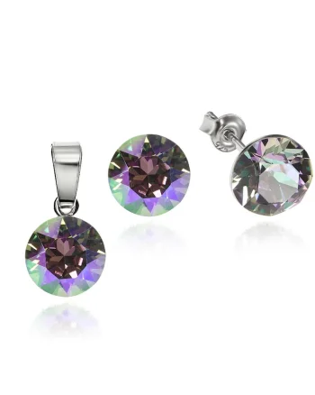 Set Argint 925 placat cu rodiu cu cristale Swarovski® 8mm, Multicolor