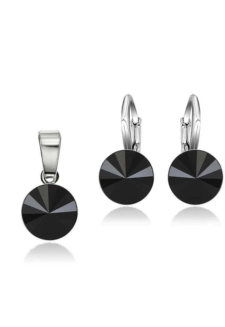 Set Argint 925 placat cu rodiu cu cristale Swarovski® Rivoli 8mm LRS, Negru