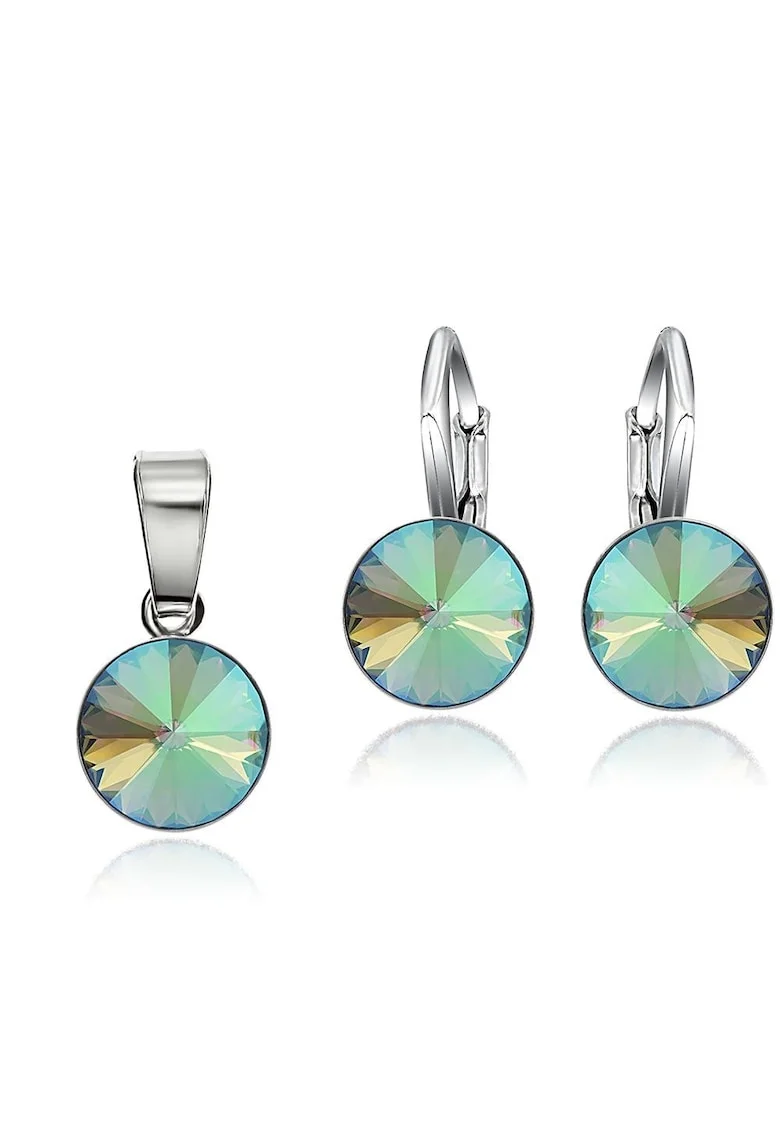 Set Argint 925 placat cu rodiu cu cristale Swarovski® Rivoli 8mm LRS, Multicolor