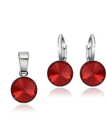 Set Argint 925 placat cu rodiu cu cristale Swarovski® Rivoli 8mm LRS, Rosu