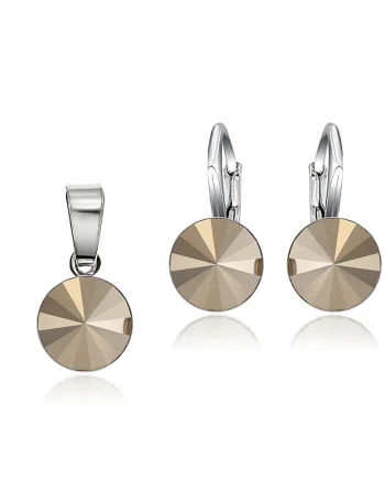 Set Argint 925 placat cu rodiu cu cristale Swarovski® Rivoli 8mm LRS, Auriu