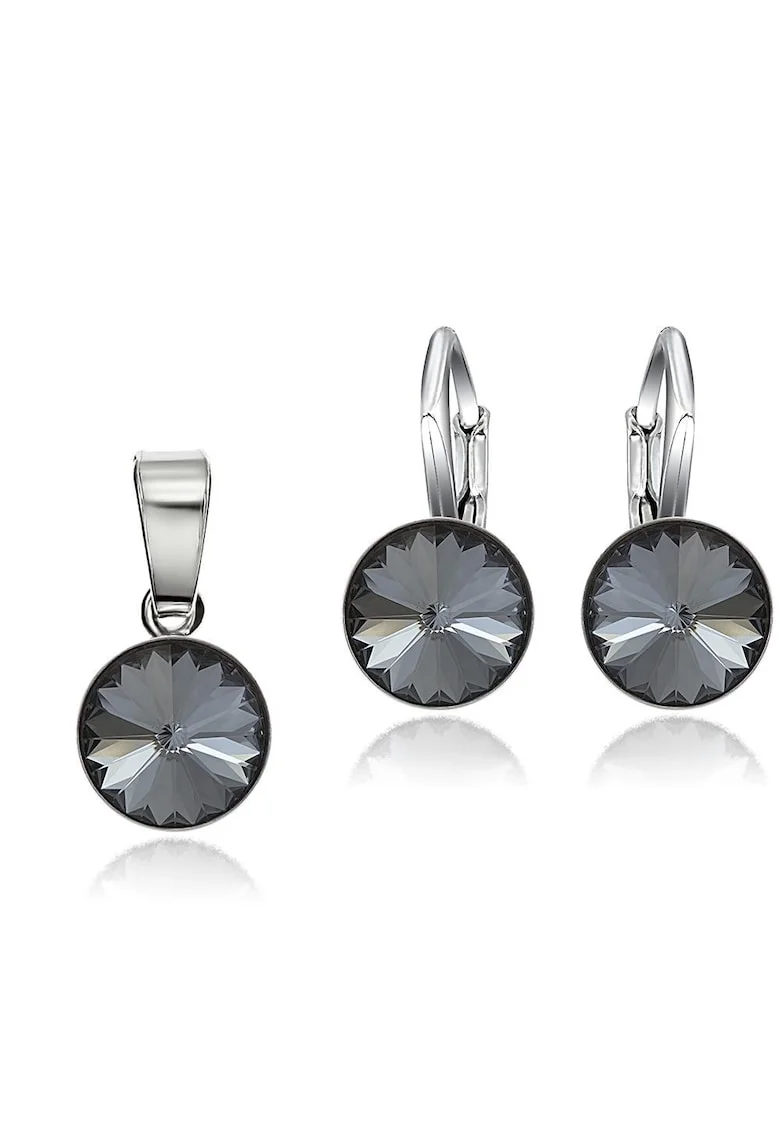 Set Argint 925 placat cu rodiu cu cristale Swarovski® Rivoli 8mm LRS, Gri