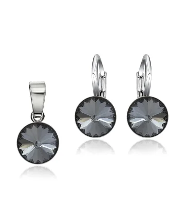 Set Argint 925 placat cu rodiu cu cristale Swarovski® Rivoli 8mm LRS, Gri