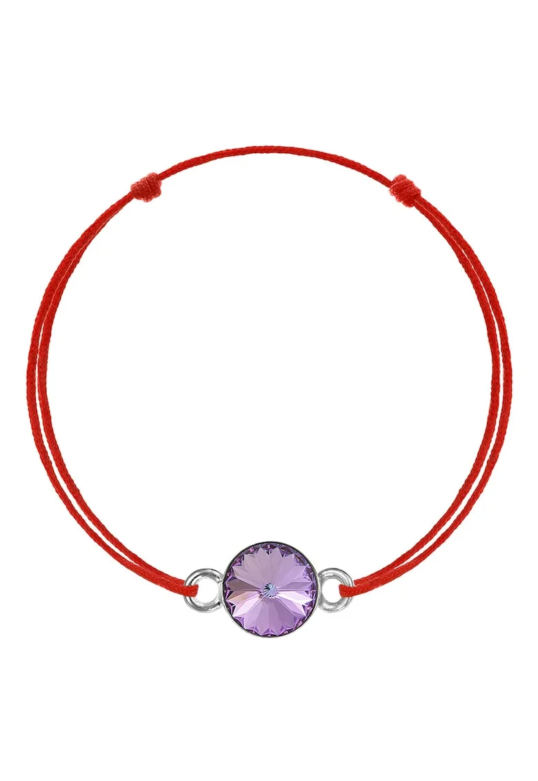 Bratara Kabbalah cu pandantiv din Argint 925 placat cu rodiu si Cristal Swarovski® Rivoli 8mm, Multicolor