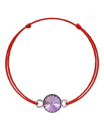 Bratara Kabbalah cu pandantiv din Argint 925 placat cu rodiu si Cristal Swarovski® Rivoli 8mm, Multicolor