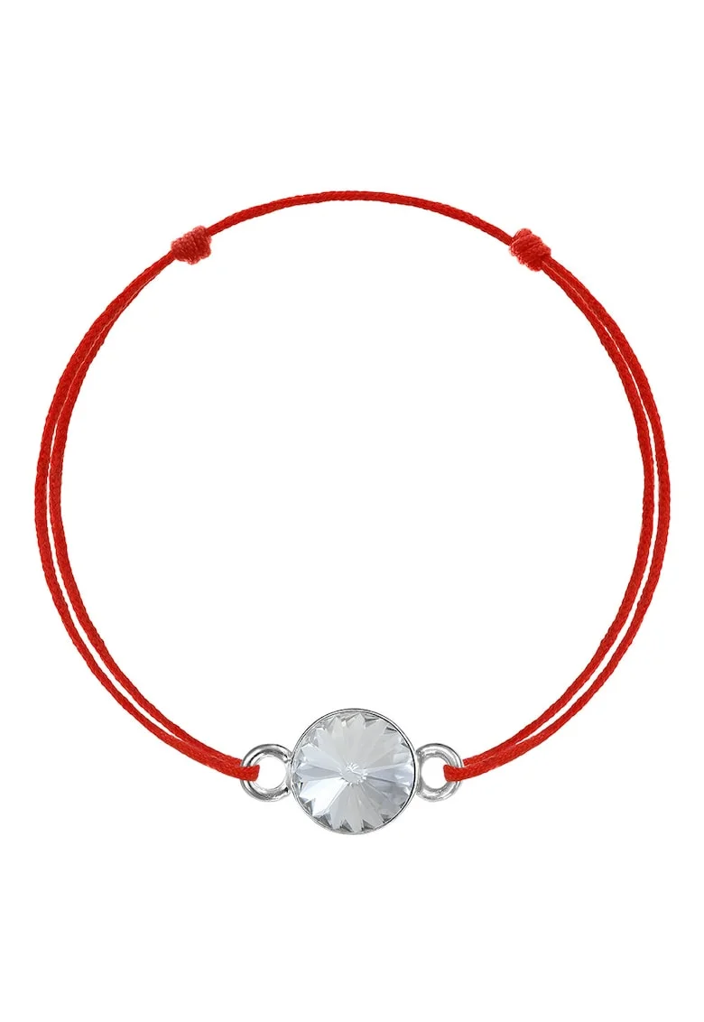 Bratara Kabbalah cu pandantiv din Argint 925 placat cu rodiu si Cristal Swarovski® Rivoli 8mm, Alb