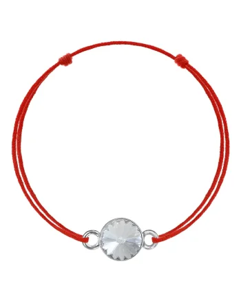 Bratara Kabbalah cu pandantiv din Argint 925 placat cu rodiu si Cristal Swarovski® Rivoli 8mm, Alb