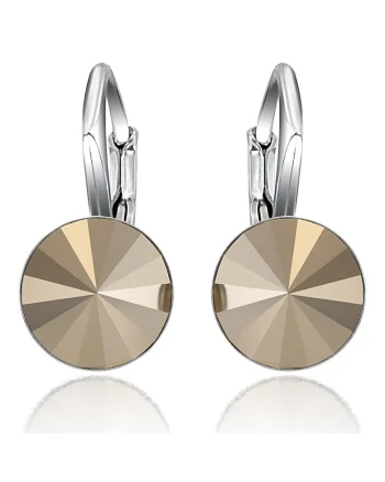 Cercei Argint 925 placat cu rodiu cu cristale Swarovski® Rivoli Leverback 8mm, Auriu