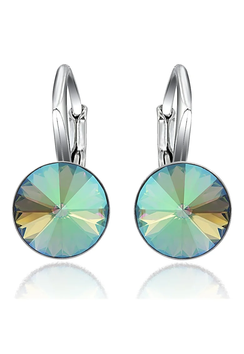 Cercei Argint 925 placat cu rodiu cu cristale Swarovski® Rivoli Leverback 8mm, Multicolor