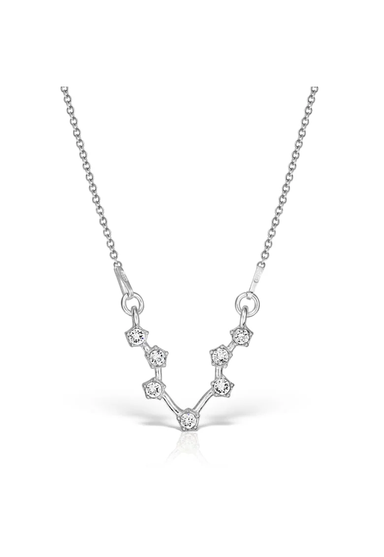 Colier Argint 925 placat cu rodiu cu cristale Swarovski® constelatie zodia varsator-, Alb Crystal