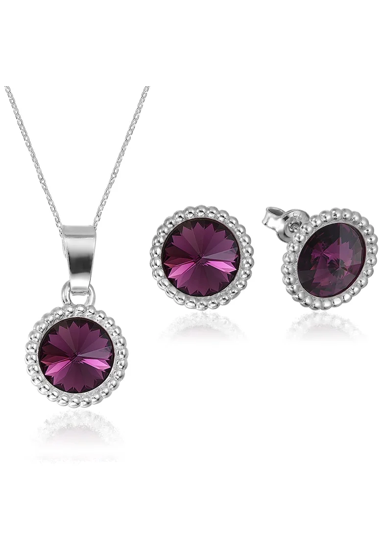 Set Argint 925 placat cu rodiu cu cristale Swarovski® Rivoli Crown 8mm, Mov
