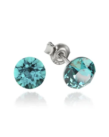 Cercei Argint 925 placat cu rodiu cu cristale Swarovski® Xirius 6mm, Albastru
