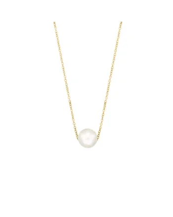 Colier Aur 585 -14K cu perla de cultura, lant 42 cm, Perla 8 mm