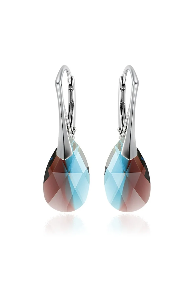 Cercei Argint 925 placat cu rodiu cu cristale Swarovski® Pear 16 mm, Multicolor