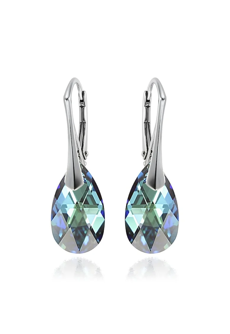 Cercei Argint 925 placat cu rodiu cu cristale Swarovski® Pear 16 mm, Albastru