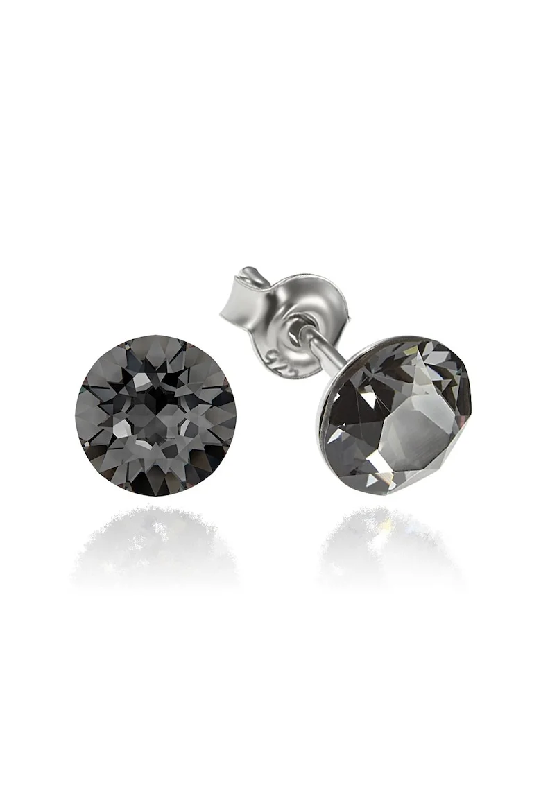 Cercei Argint 925 placat cu rodiu cu cristale Swarovski® Xirius 6mm, Gri inchis