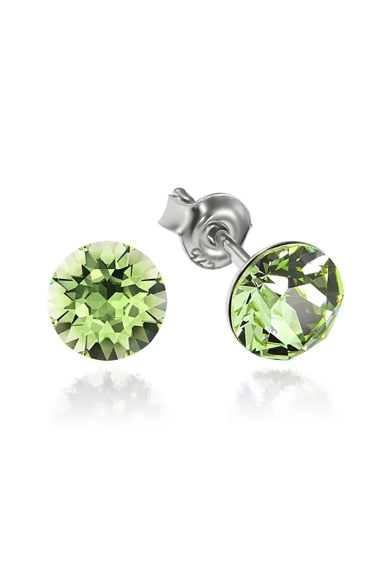 Cercei Argint 925 placat cu rodiu cu cristale Swarovski® Xirius 6mm, Verde deschis