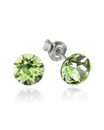 Cercei Argint 925 placat cu rodiu cu cristale Swarovski® Xirius 6mm, Verde deschis