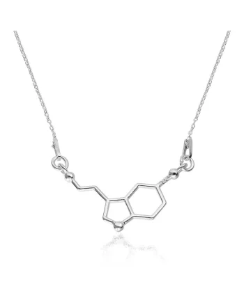 Colier Argint 925 cu pandantiv - Molecula de serotonina, Argintiu