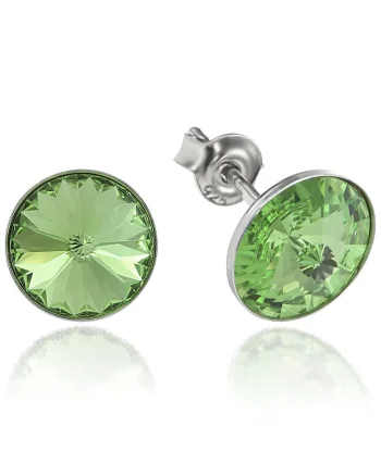 Cercei Argint 925 placat cu rodiu cu cristale Swarovski® Rivoli 8mm, Verde