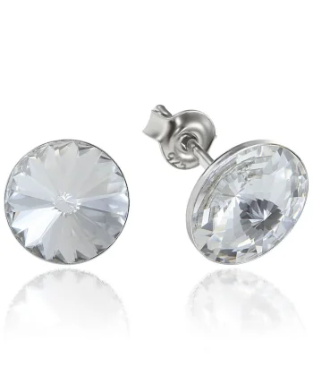 Cercei Argint 925 placat cu rodiu cu cristale Swarovski® Rivoli 8mm, Alb