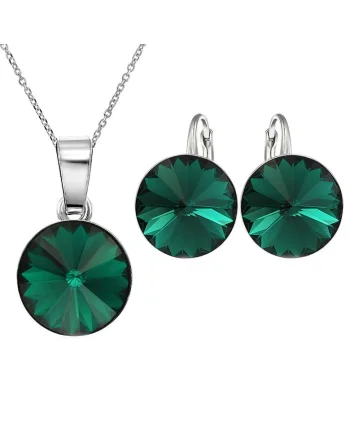 Set Argint 925 placat cu rodiu cu cristale Swarovski® Rivoli 10mm Leverback, Verde
