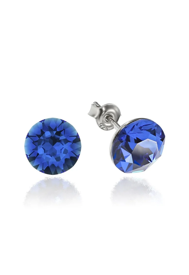 Cercei Argint 925 placat cu rodiu cu cristale Swarovski® Xirius 8mm, Albastru royal