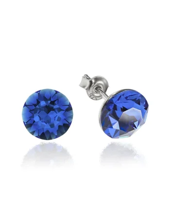 Cercei Argint 925 placat cu rodiu cu cristale Swarovski® Xirius 8mm, Albastru royal
