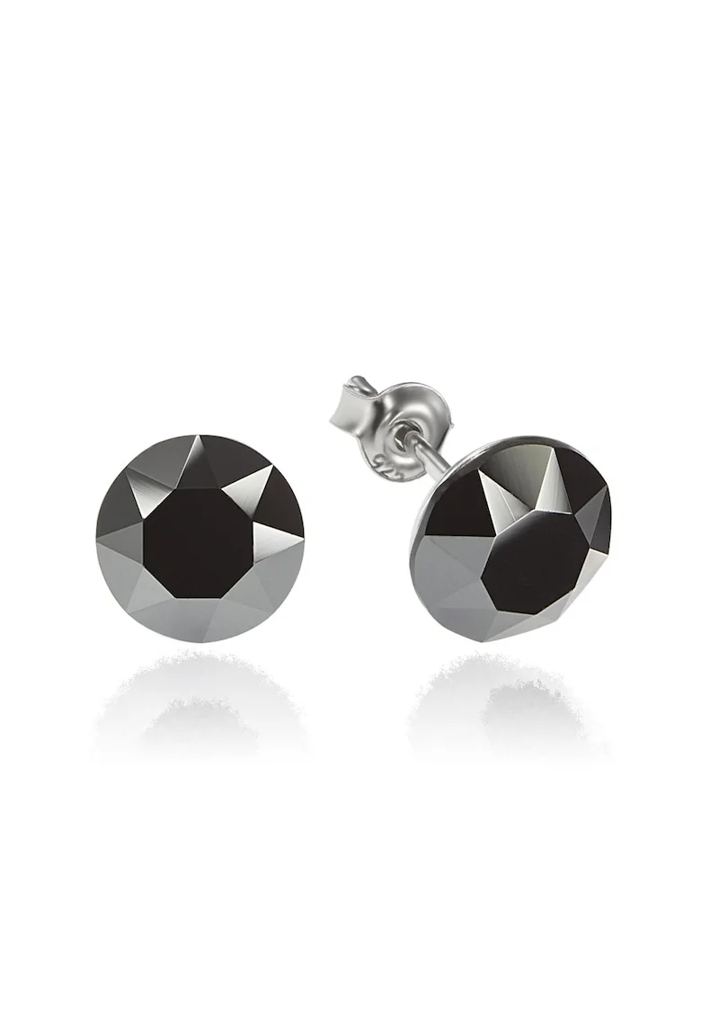 Cercei Argint 925 placat cu rodiu cu cristale Swarovski® Xirius 8mm, Negru
