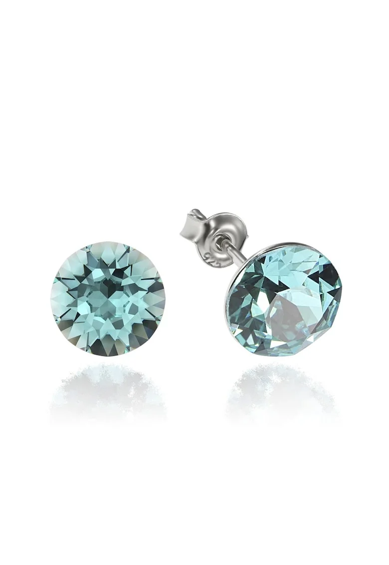 Cercei Argint 925 placat cu rodiu cu cristale Swarovski® Xirius 8mm, Turcoaz