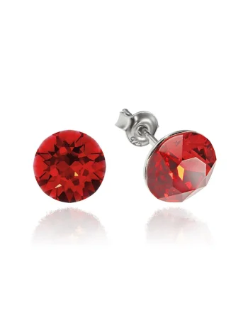 Cercei Argint 925 placat cu rodiu cu cristale Swarovski® Xirius 8mm, Rosu