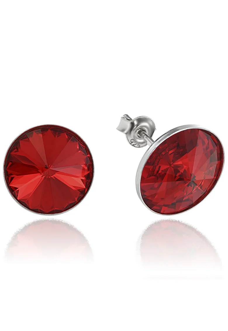 Cercei Argint 925 placat cu rodiu cu cristale Swarovski® Rivoli 12mm, Rosu