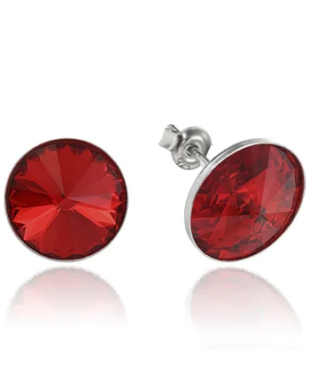 Cercei Argint 925 placat cu rodiu cu cristale Swarovski® Rivoli 12mm, Rosu