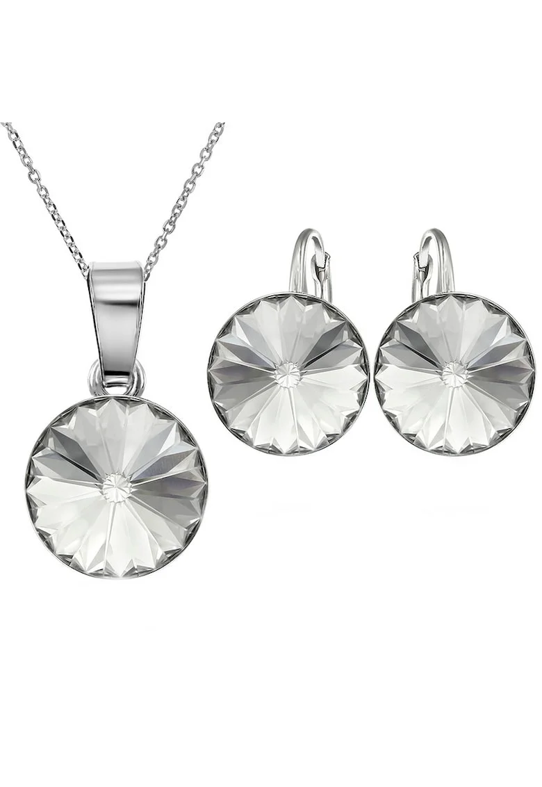 Set Argint 925 placat cu rodiu cu cristale Swarovski® Rivoli 10mm Leverback, Alb