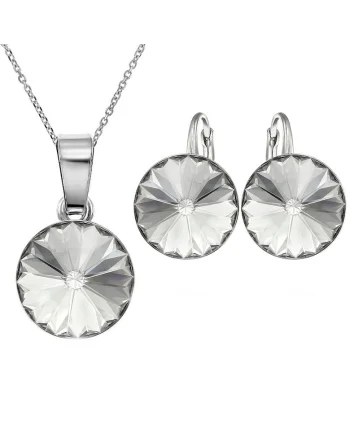 Set Argint 925 placat cu rodiu cu cristale Swarovski® Rivoli 10mm Leverback, Alb