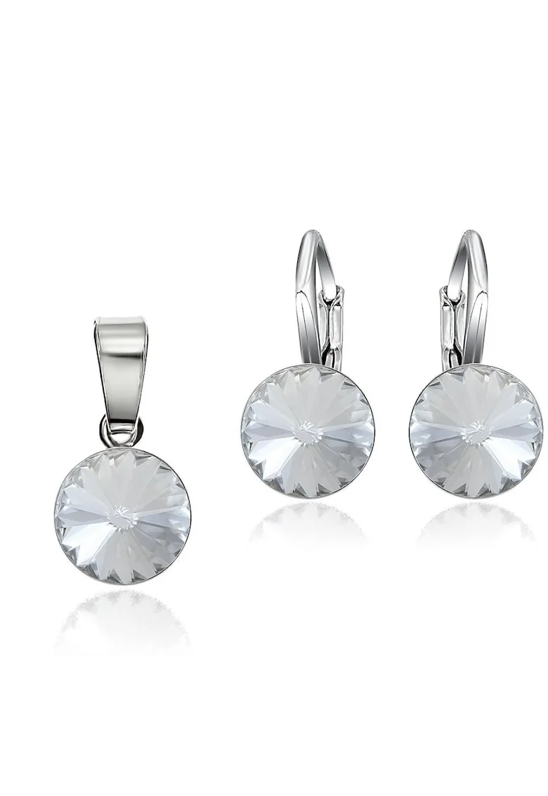 Set Argint 925 placat cu rodiu cu cristale Swarovski® Rivoli 8mm LRS, Alb