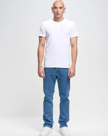 Tricou slim fit cu decolteu la baza gatului Basicag