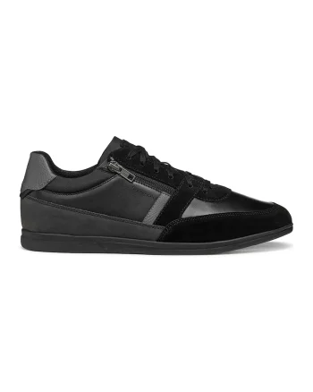 Pantofi sport de piele cu insertii de piele intoarsa, Negru