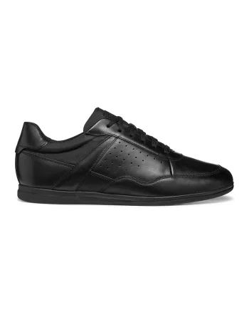 Pantofi sport de piele cu insertii de material textil, Negru