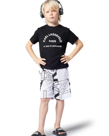 Tricou din bumbac cu imprimeu logo, Negru/Alb murdar