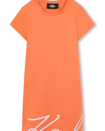 Rochie din bumbac cu logo, Portocaliu stins