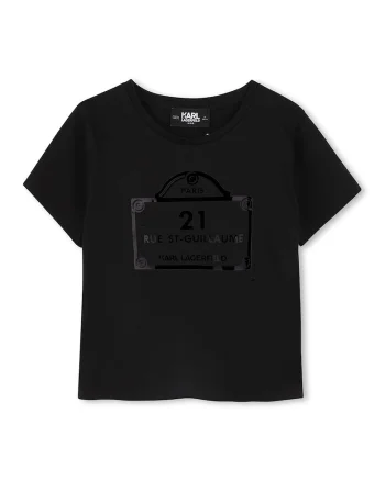 Tricou din bumbac cu imprimeu logo, Negru