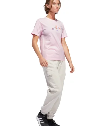 Tricou cu imprimeu logo si decolteu la baza gatului, Portocaliu/Albastru inchis/Roz pastel