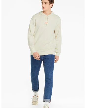 Hanorac de bumbac cu logo, Crem